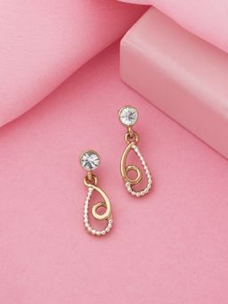 Estele - Gold Plated Elegant Drop Earrings with Crystals for Women